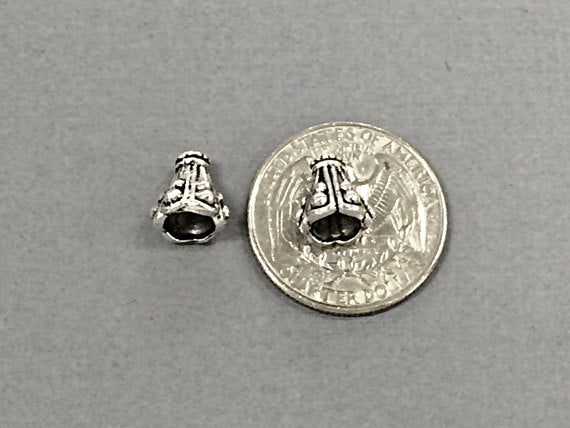 30 pc Antique Silver Finish pewter Bali Style Cone Bead Caps, 9.5 mm, Wholesale - PBF139 - BeadPrism