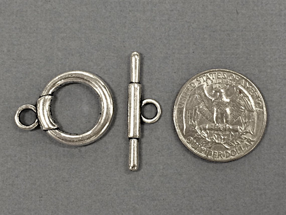 7 pc Toggle Clasp Pewter Antique Silver 31 mm Bar 21 mm Loop Silver Toggle clasps Wholesale - PBF152 - BeadPrism