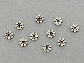 100 Pc 5.5mm Spacer Beads Daisy Heishi Antique Silver, Lead Free Pewter, BULK Wholesale - PBF131 - BeadPrism
