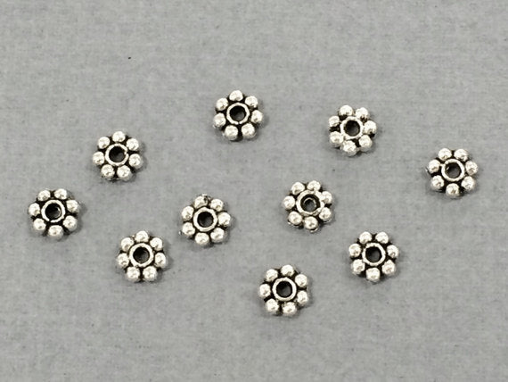100 Pc 5.5mm Spacer Beads Daisy Heishi Antique Silver, Lead Free Pewter, BULK Wholesale - PBF131 - BeadPrism