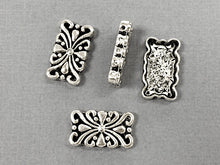 Load image into Gallery viewer, 8 pcs  5-Hole spacer bar Antique Silver pewter, 24 mm x 13 mm, Victorian Design - PBF104 - BeadPrism