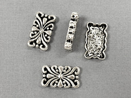 8 pcs  5-Hole spacer bar Antique Silver pewter, 24 mm x 13 mm, Victorian Design - PBF104 - BeadPrism