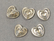 Load image into Gallery viewer, 30 pc Heart Beads, silver heart beads, heart shape beads, Pewter Antique Silver Wholesale - PBF109 - BeadPrism