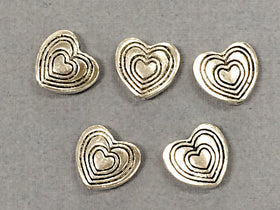 30 pc Heart Beads, silver heart beads, heart shape beads, Pewter Antique Silver Wholesale - PBF109 - BeadPrism