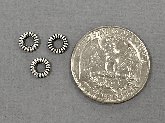 100 pc Spacer Bead Halo Coil Pewter 6.5 mm Antique Silver BULK Wholesale - PBF110 - BeadPrism