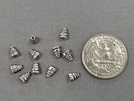 50 pc 6mm Silver Spacers, 6mm silver cone beads, Karen Silver styles, 6mm cone beads - PBF111 - BeadPrism