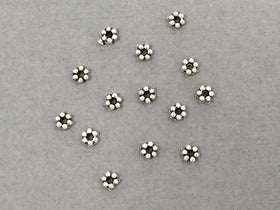 100 Pc Daisy Beads Pewter 3.5 mm Antique Silver BULK Wholesale - PBF112 - BeadPrism
