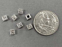 Load image into Gallery viewer, 50pc 4.5mm Square Spacer Beads 2.2mm Hole Antique Silver finish Pewter Block Beads -PBF122 - BeadPrism