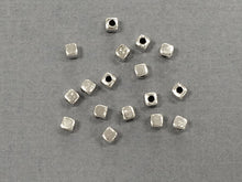Load image into Gallery viewer, 100 pc 3mm Square Bead 1.3 mm Hole Antique Silver Pewter  BULK Wholesale - PBF124 - BeadPrism