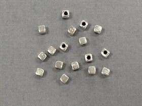 100 pc 3mm Square Bead 1.3 mm Hole Antique Silver Pewter  BULK Wholesale - PBF124 - BeadPrism