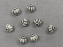 Load image into Gallery viewer, 50 Pc Melon Spacer Beads Pewter 6 mm Antique Silver BULK Wholesale - PBF128 - BeadPrism