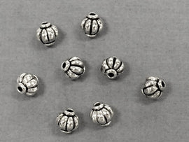 50 Pc Melon Spacer Beads Pewter 6 mm Antique Silver BULK Wholesale - PBF128 - BeadPrism