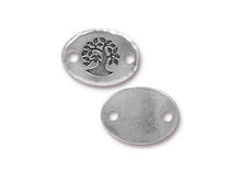 Load image into Gallery viewer, 5 Tree of Life Connector Link Oval Coins Tierracast Pewter Antique Silver Finish Yoga Link - P3186SA - BeadPrism