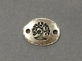 5 Tree of Life Connector Link Oval Coins Tierracast Pewter Antique Silver Finish Yoga Link - P3186SA