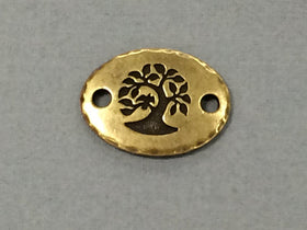 5 Tree of Life Connector Oval Coin Tierracast Pewter Antique Brass Yoga Zen Spiritual Link - P3186BO - BeadPrism