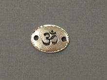 Load image into Gallery viewer, 5 OM Ohm Connector Link Oval Coin, Tierracast Pewter, Antique Silver Yoga Meditation Links - P3187SA - BeadPrism