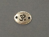 5 OM Ohm Connector Link Oval Coin, Tierracast Pewter, Antique Silver Yoga Meditation Links - P3187SA