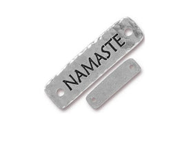 3 Namaste Bar Connector Link 1.5" Tierracast Pewter Silver Antique Finish, Yoga Zen Link-P3188SA - BeadPrism