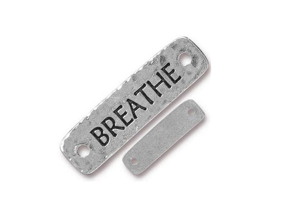 3 Breathe Bar Connector Link 1.5" Tierracast Pewter, Antique Silver, Spiritual Meditation - P3189SA - BeadPrism