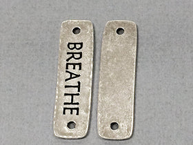 3 Breathe Bar Connector Link 1.5" Tierracast Pewter, Antique Silver, Spiritual Meditation - P3189SA - BeadPrism