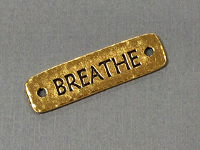 3 Breathe Bar Connector Link 1.5" Tierracast Pewter Gold Plated Yoga Zen Spiritual -P3189GA - BeadPrism