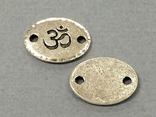 Load image into Gallery viewer, 5 OM Ohm Connector Link Oval Coin, Tierracast Pewter, Antique Silver Yoga Meditation Links - P3187SA - BeadPrism