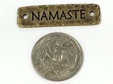 Load image into Gallery viewer, 3 Namaste Bar Connector Link 1.5" Tierracast Pewter Brass Antique Finish Yoga Zen Spiritual -P3188BO - BeadPrism