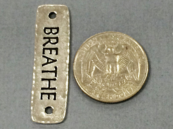 3 Breathe Bar Connector Link 1.5" Tierracast Pewter, Antique Silver, Spiritual Meditation - P3189SA - BeadPrism