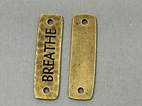 3 Breathe Bar Connector Link 1.5" Tierracast Pewter Antique Brass Finish, Yoga Zen -P3189BO - BeadPrism