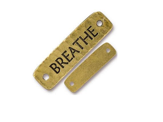 3 Breathe Bar Connector Link 1.5" Tierracast Pewter Gold Plated Yoga Zen Spiritual -P3189GA - BeadPrism