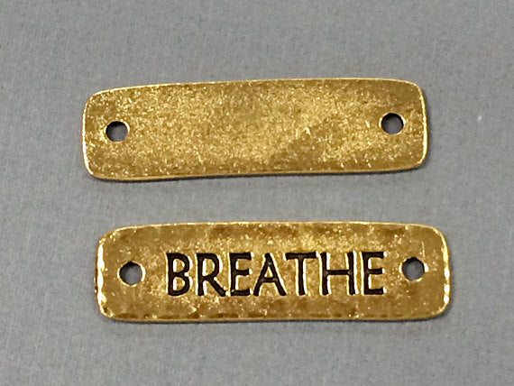 3 Breathe Bar Connector Link 1.5" Tierracast Pewter Gold Plated Yoga Zen Spiritual -P3189GA - BeadPrism