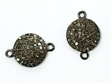 Load image into Gallery viewer, 8mm Disc Pave set  Real Diamond Small Link in Oxidized Sterling Silver Wholesale - DIA12 - BeadPrism
