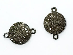 8mm Disc Pave set  Real Diamond Small Link in Oxidized Sterling Silver Wholesale - DIA12 - BeadPrism