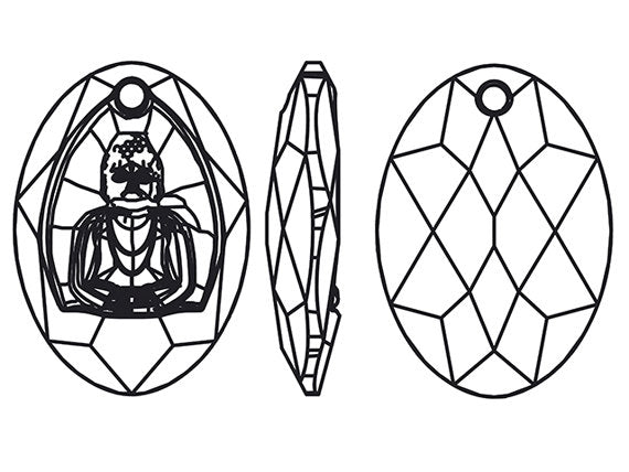 Swarovski Buddha Pendant 28mm Crystal Silver Night 2015 Yoga, Buddhism,  Meditation - 6871-28CLsn - BeadPrism