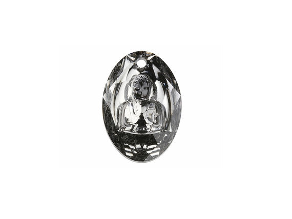 Swarovski Buddha Pendant 28mm Crystal Silver Night 2015 Yoga, Buddhism,  Meditation - 6871-28CLsn - BeadPrism