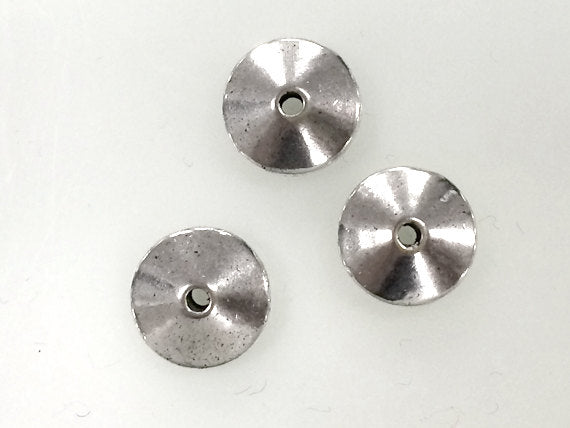 25 Pc Plain Saucer Spacer Beads Pewter 12 mm Antique Silver BULK Wholesale - PBF254 - BeadPrism
