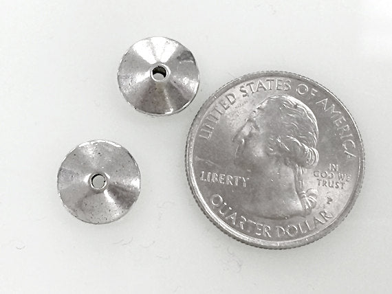25 Pc Plain Saucer Spacer Beads Pewter 12 mm Antique Silver BULK Wholesale - PBF254 - BeadPrism