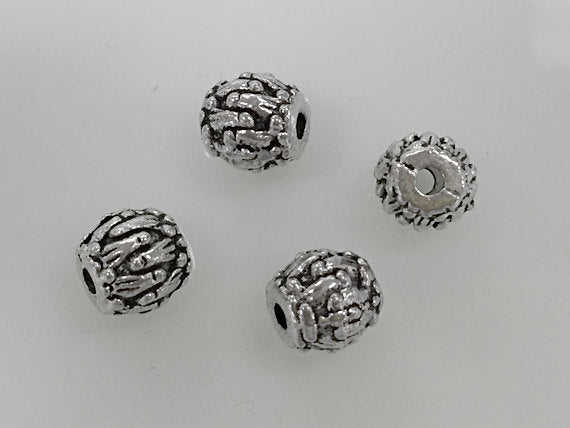 20 Pc OVal Beads Pewter 8 mm Antique Silver BULK Wholesale - PBF255 - BeadPrism