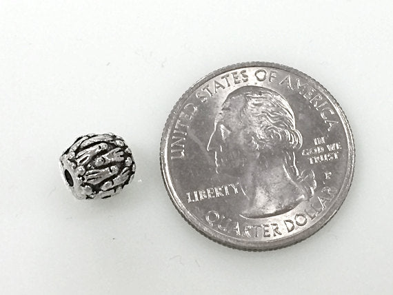 20 Pc OVal Beads Pewter 8 mm Antique Silver BULK Wholesale - PBF255 - BeadPrism