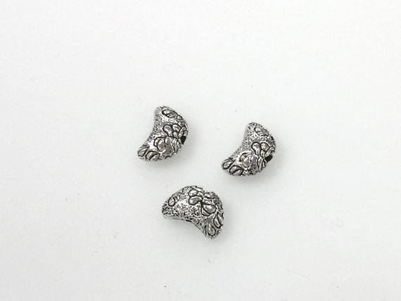 50 Pc Crescent Moon Shaped Beads Pewter 10 mm Antique Silver BULK Wholesale - PBF262 - BeadPrism