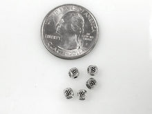Load image into Gallery viewer, 50 Pc 4.5 mm Pewter Spacer Beads Karen Silver Style Dotted Flower Design - PBF085 - BeadPrism