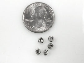 50 Pc 4.5 mm Pewter Spacer Beads Karen Silver Style Dotted Flower Design - PBF085 - BeadPrism