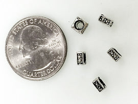 38 Pc 5mm Square Spacers Antique silver finish Pewter Beads, silver square rondells - PBF271 - BeadPrism