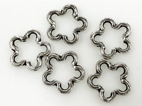 25 Pc Pewter Flower Bead Frame 16mm Antique Silver PBF272 - BeadPrism