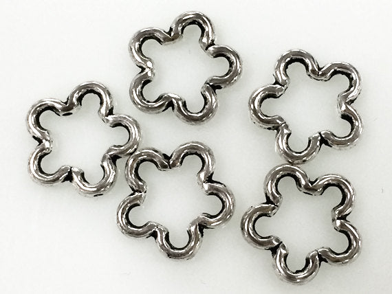 25 Pc Pewter Flower Bead Frame 16mm Antique Silver PBF272 - BeadPrism