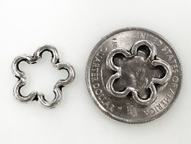 25 Pc Pewter Flower Bead Frame 16mm Antique Silver PBF272 - BeadPrism