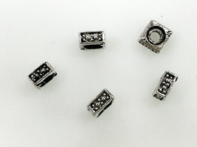 38 Pc 5mm Square Spacers Antique silver finish Pewter Beads, silver square rondells - PBF271 - BeadPrism