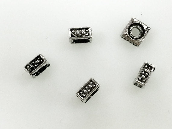 38 Pc 5mm Square Spacers Antique silver finish Pewter Beads, silver square rondells - PBF271 - BeadPrism