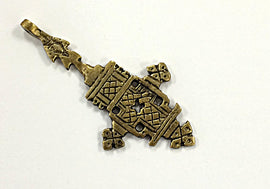 5 pc Brass Ethiopian Cross Pendant 3.25 Inch  Warrior Arrows on Top- TP141B-5 - BeadPrism