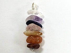 Seven Chakra Pendant with Gemstones, Silver, Reiki Yoga, Zen Buddhism - AP151 - BeadPrism